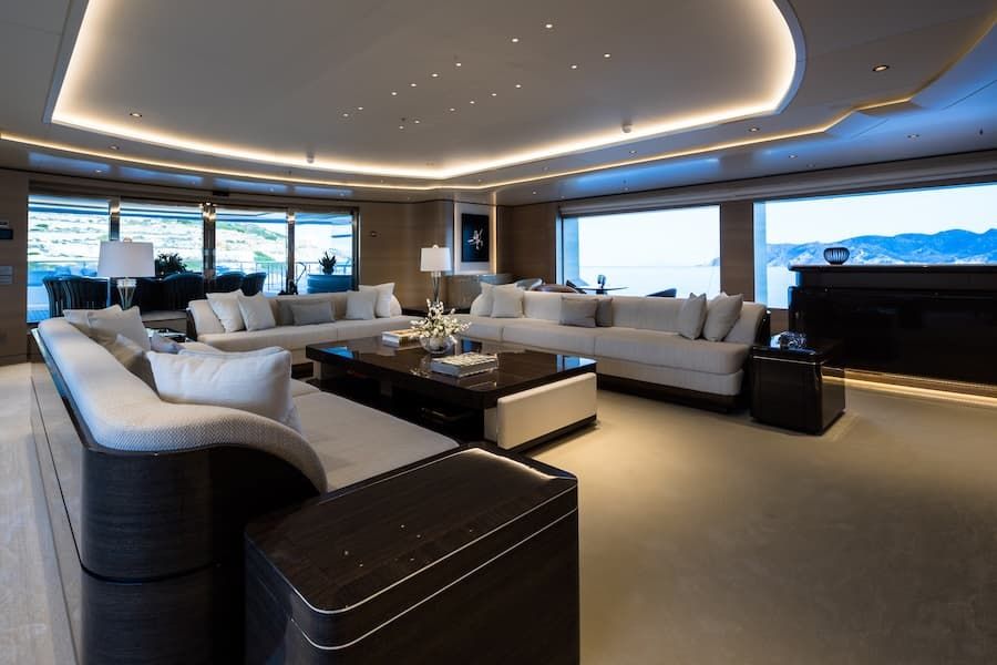 Opari mega yacht, luxury salon, luxury mega yacht charter Greece