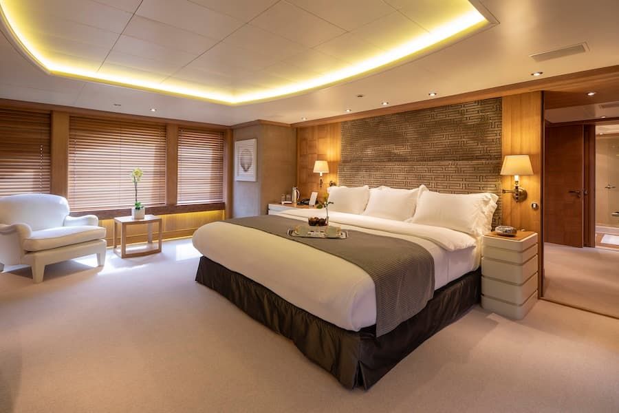luxury yachts bedroom, luxury living, superyacht charters Greece