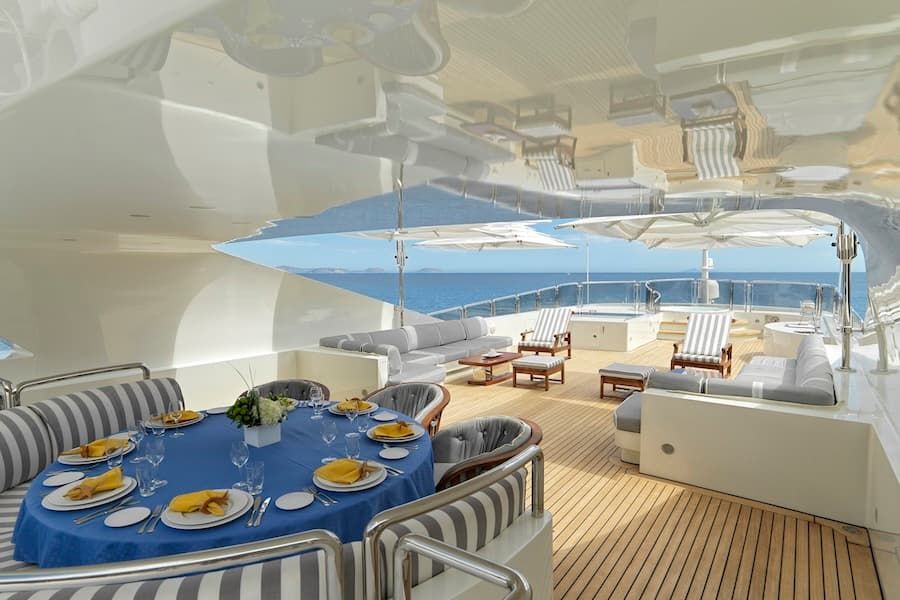 superyacht dining, luxury yachting, luxury yacht charter Greece