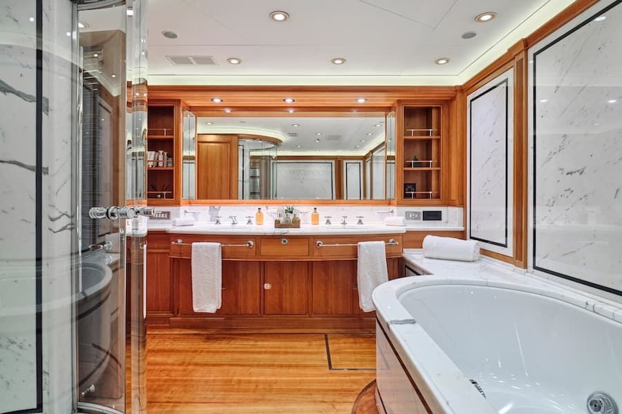 luxury bath, luxury living, sailing yacht charter vacations Greece