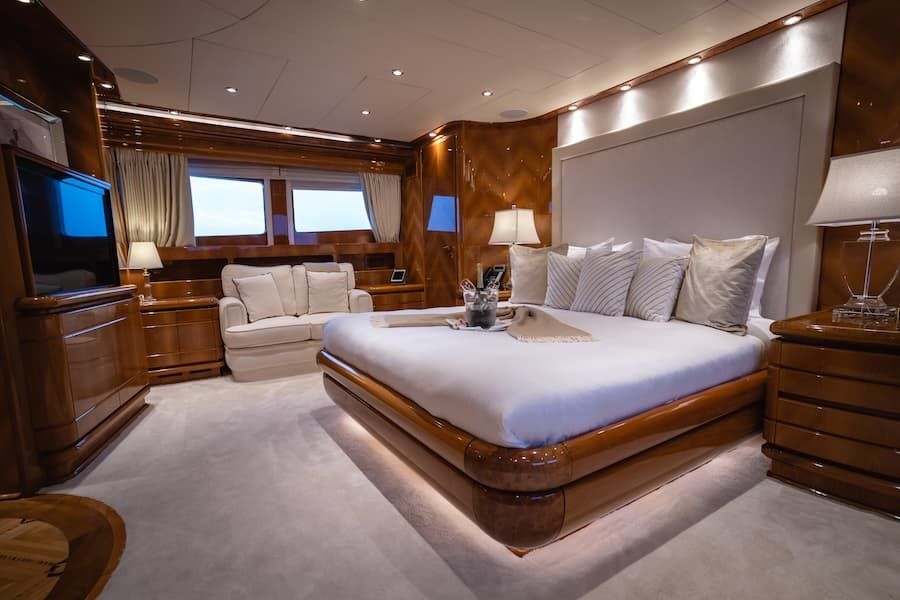 superyacht style, luxury bedroom, Greece superyacht charter