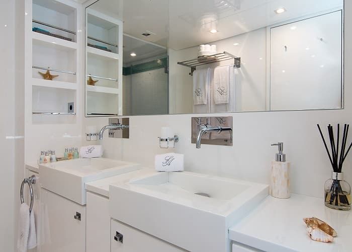 Greece yachts, yacht bathroom, motor yacht charter Greece