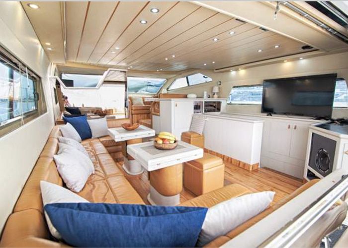 day charters Mykonos, private motor yacht, Mykonos yacht salon