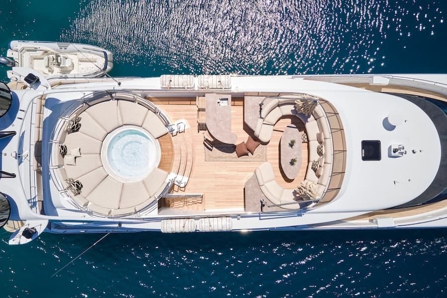 luxury upper deck, luxury yacht charter Greece, superyacht charter Greece