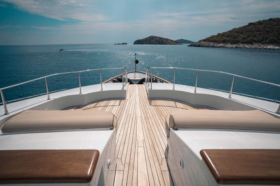 luxury sun beds, Greece superyacht charter, luxury yacht Lady G