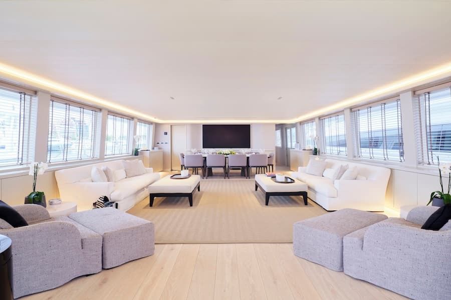 luxury yacht salon, luxury living, superyacht charter Greece