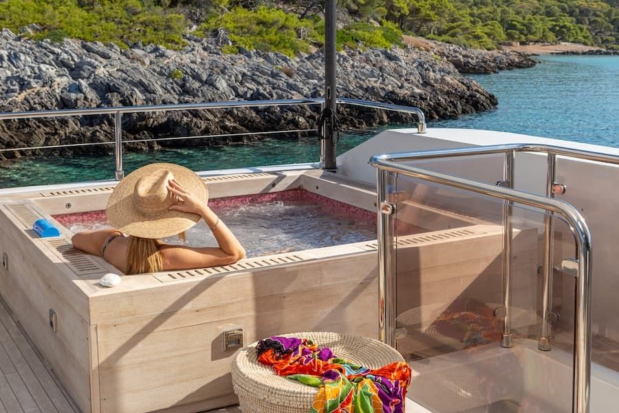 luxury jacuzzi, super yacht vacations Greece, superyacht charter Greece